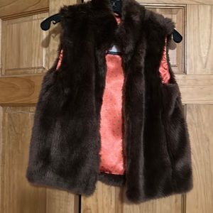 Faux fur girls vest